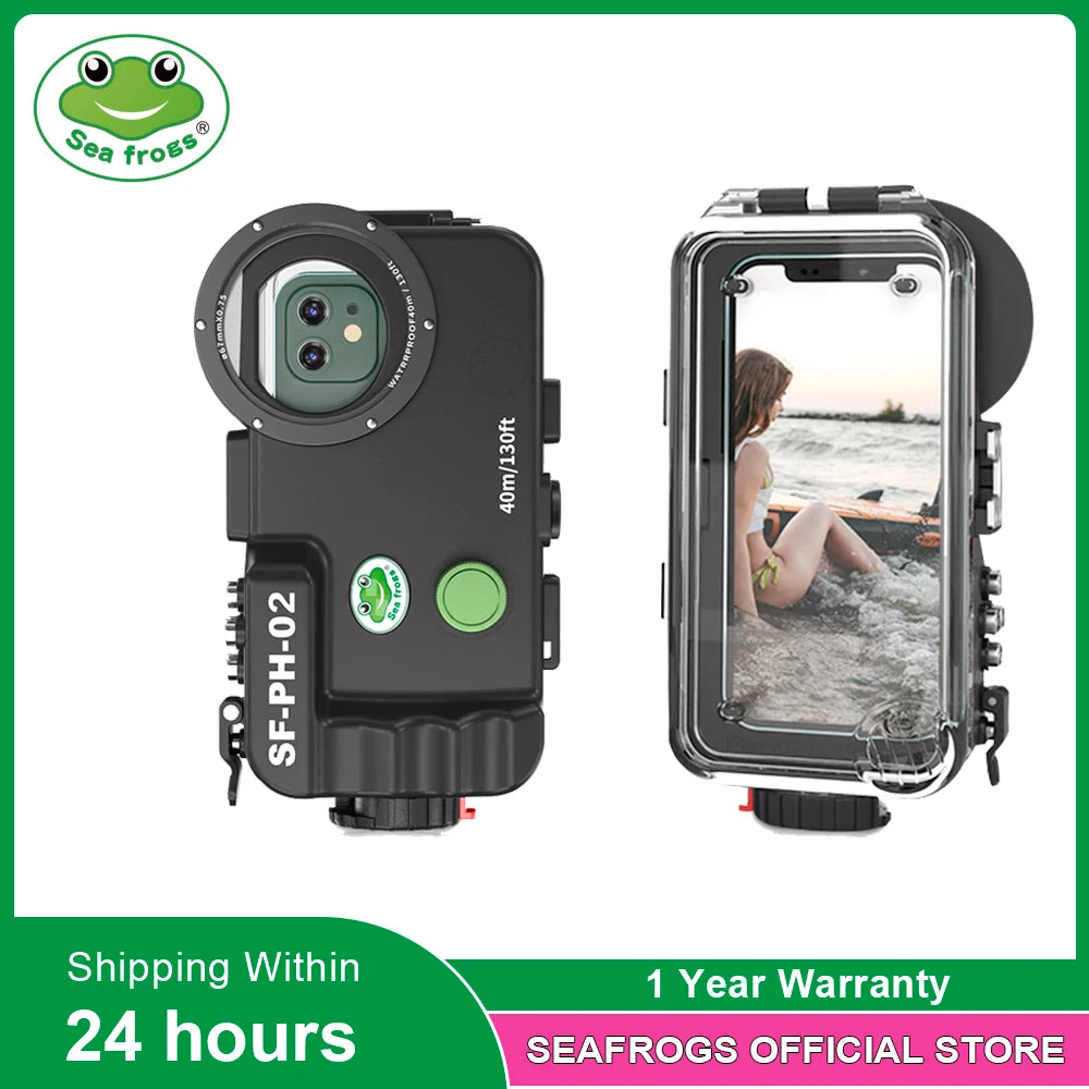 Bluetooth Control Waterproof Phone Case For iPhone 11/12 Mini&Pro&Pro max Underwater 40/130fit Professional Diving Phone Case