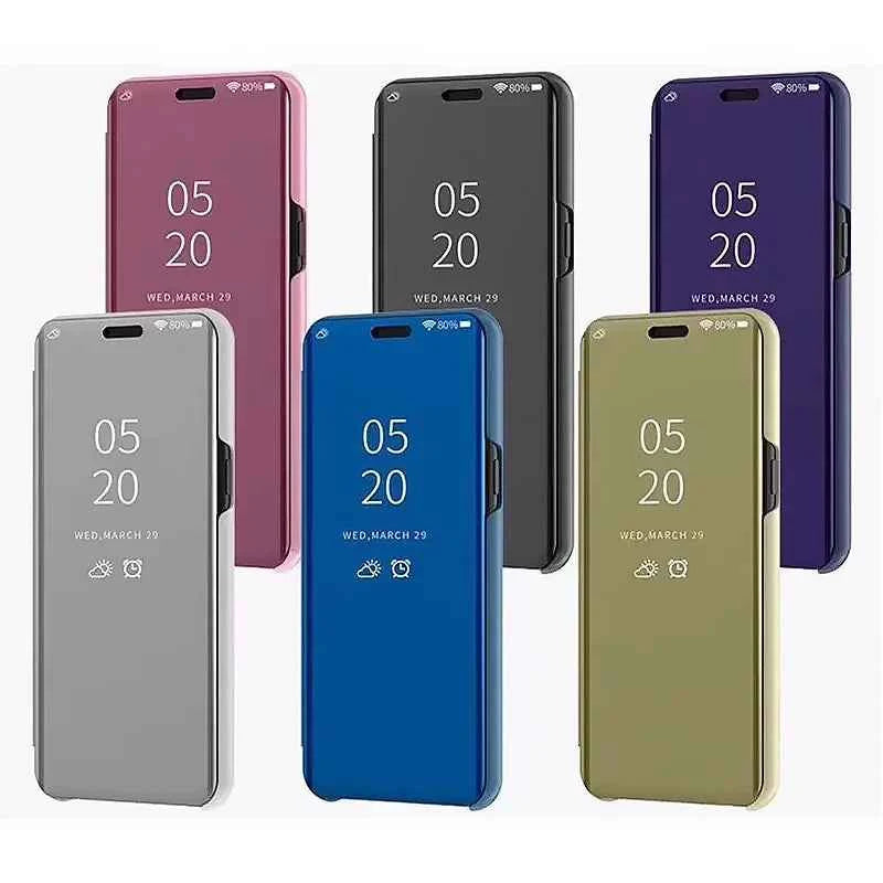 Smart Clear View Mirror Flip Case For Samsung Galaxy A16 A26 A36 A56 A55 A35 A15 A54 S22 S23 FE S24 Ultra Plus S25 Edge PU Cover