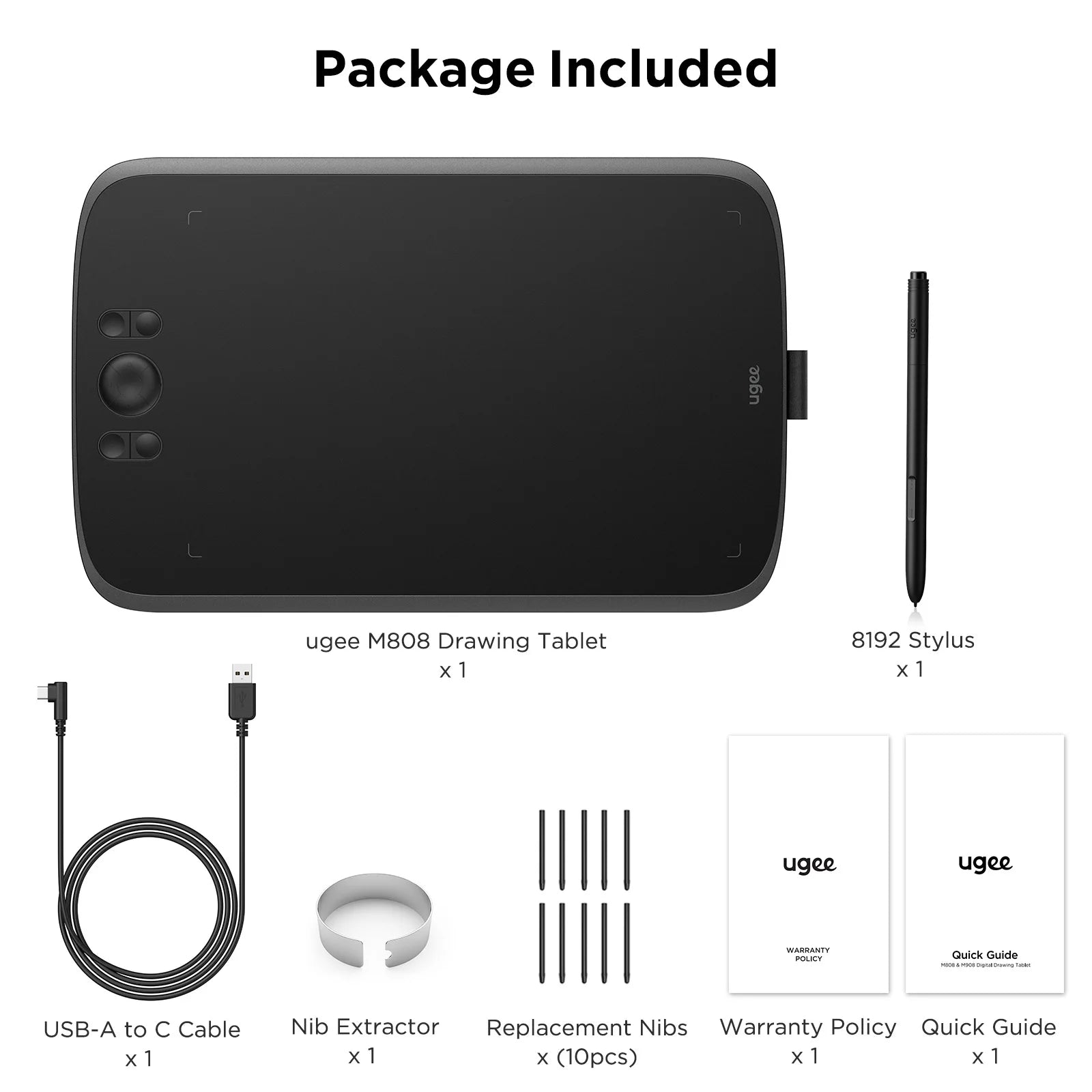 Ugee M808 Drawing Tablet Graphic Table 10 inch Digital Pen Board Writing Pad for Android PC Windows Children Professional Design