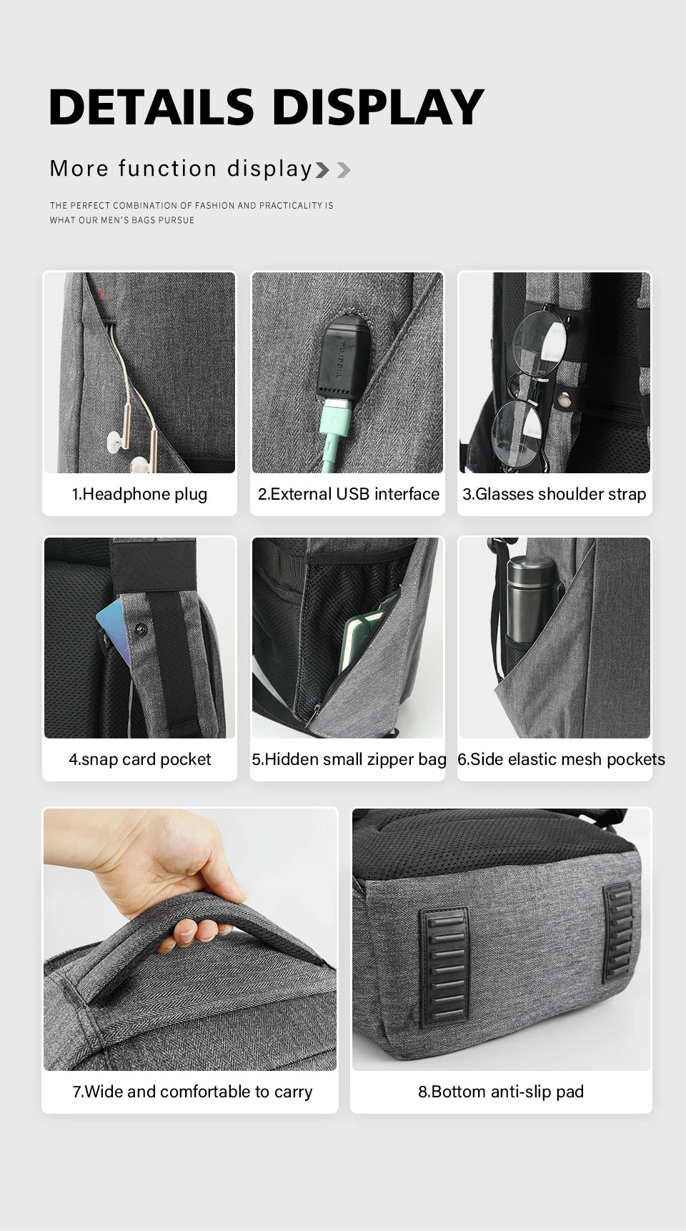Tigernu Anti Theft Backpack Men USB Port Computer Backpacks For Men Bagpack Schoolbag 15.6inch Backpack Bags Travel Bag Knapsack