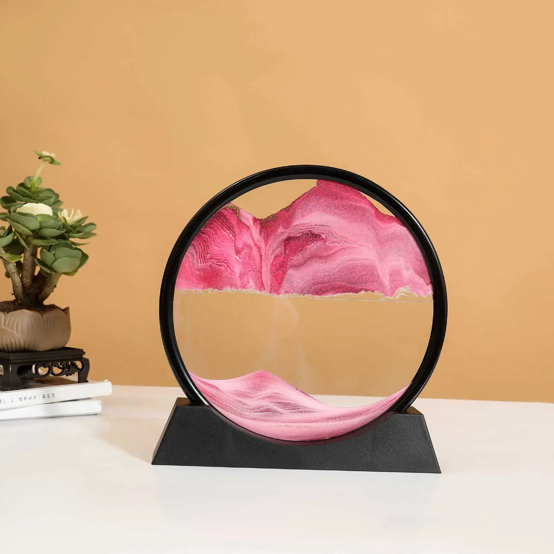 3D Sandscape Moving Sand Art Picture Round Glass Deep Sea Hourglass Quicksand Craft Flowing Sand Painting Office Home Decor Gift