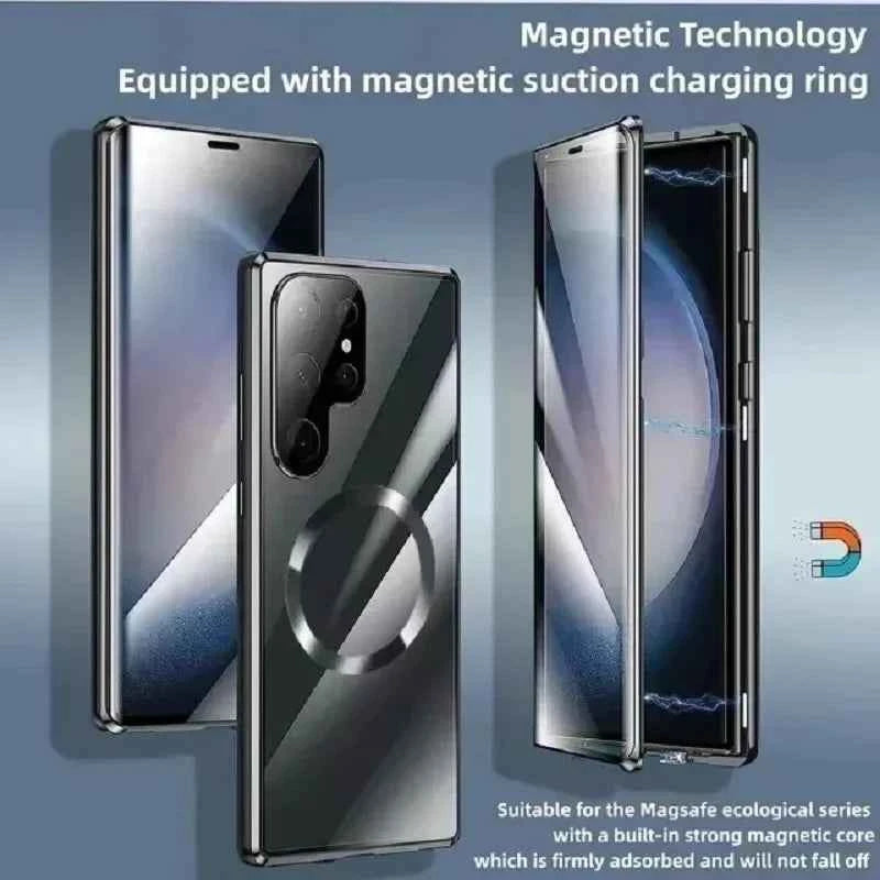 360 ° Full Protection Metal Magnetic Case For Magsafe Samsung Galaxy S26 S25 S24 S23 S22 Ultra Plus Double Sided Snap Lock Cover