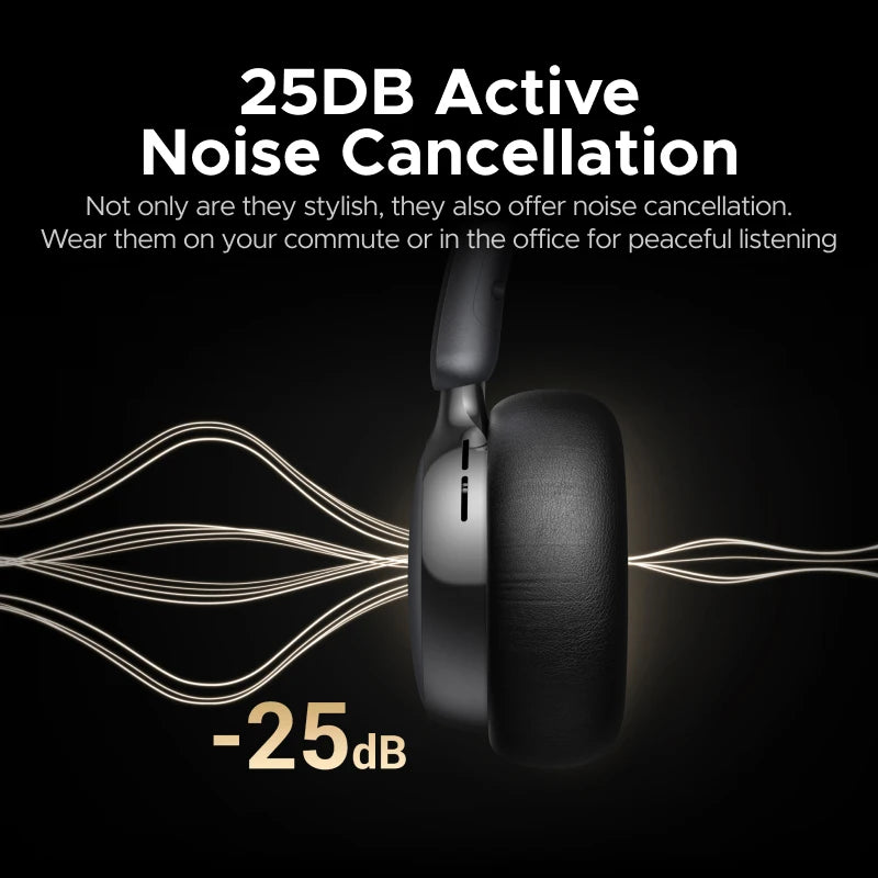 UGREEN Studio Plus 25dB ANC Active Noise Cancelling Headphones Wireless Over Ear Bluetooth Earphones, 3D Spatial Audio