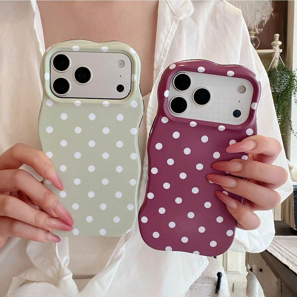 Polka Dots, Wave Resistant Phone Case, Compatible with IPhone 11/12/13/14/15/16/17 Pro Max/17Pro Series, Summer Phone Case.