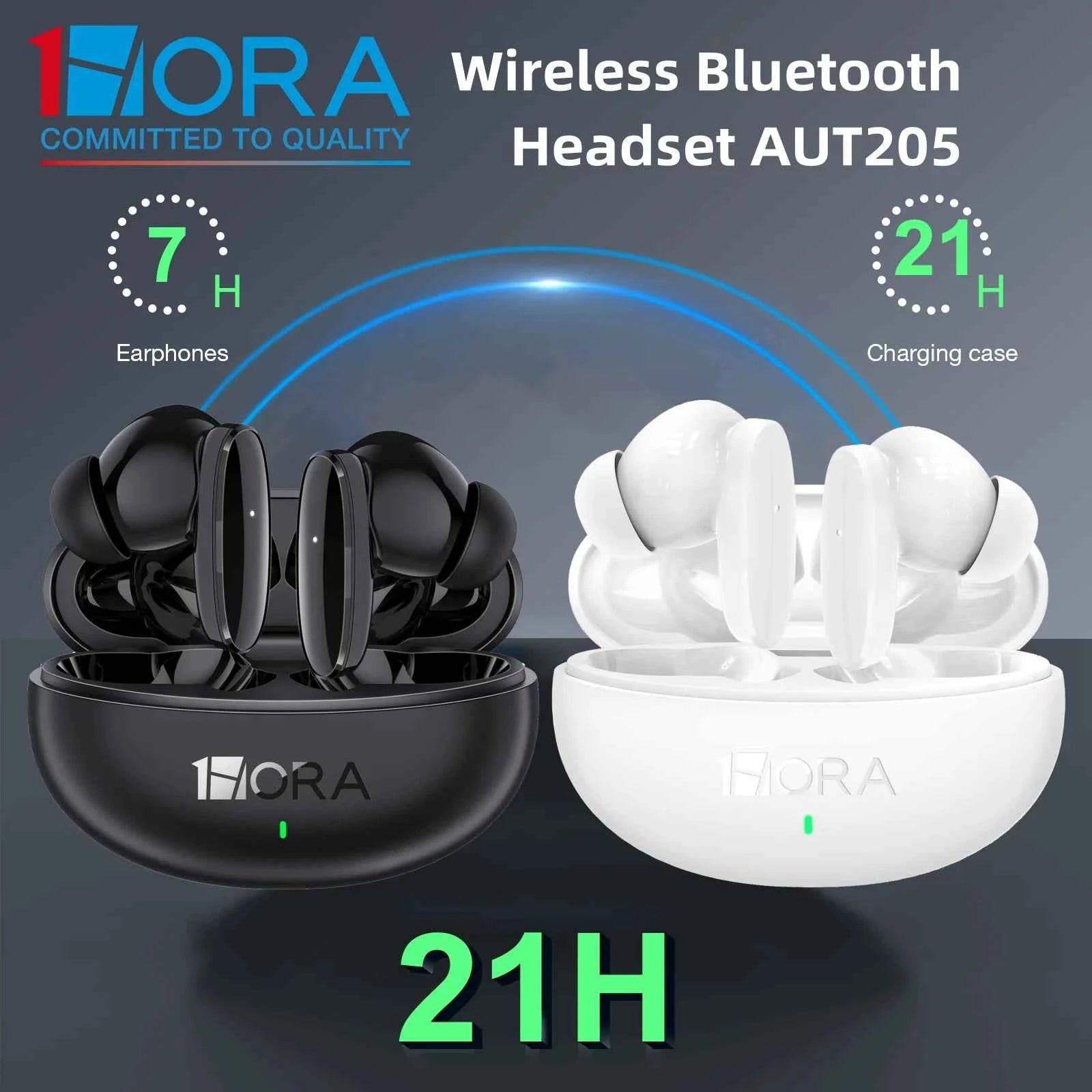 1HORA Wireless Earbuds AUT205 Long battery life Bluetooth 5.3 Earphone Type-C Charging Compatible with IOS/Android
