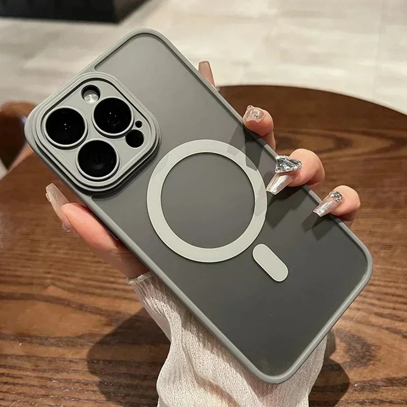 Original Magnetic Wireless Charging Case for iPhone 16 to 12 Pro Max Plus with Lens Protection and Frosted Cover