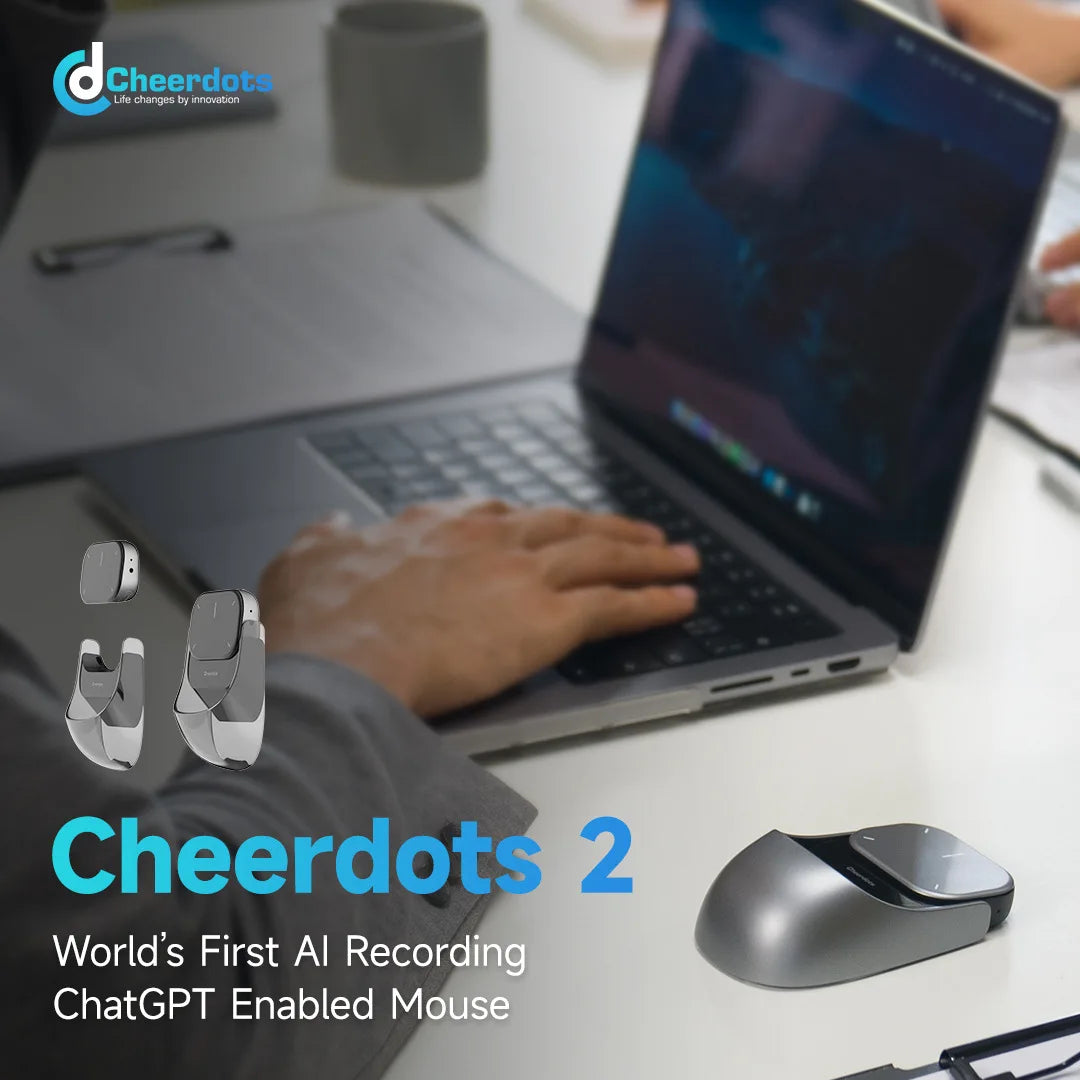 Cheerdots 2 Wireless Controll ChatGpt Detachable Air Mouse Wireless Touchpad All-in-one Pocket AI Recording Enabled Mouse Office