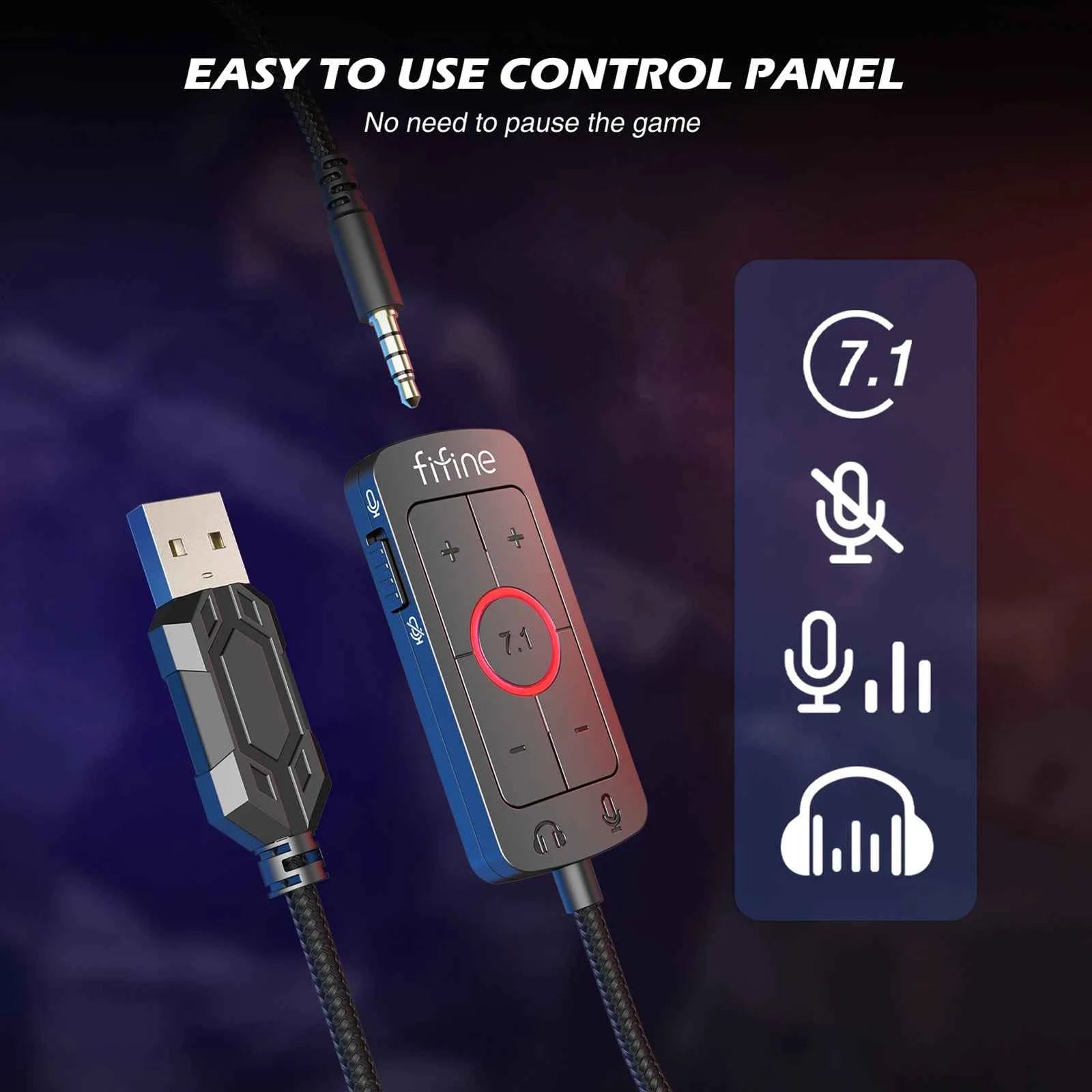 FIFINE Headset,3.5 mm jack & USB Headphone with 7.1 Surround Sound/volume control/Mute switch for PC/MAC/PS4/PS5 Mixer-H9