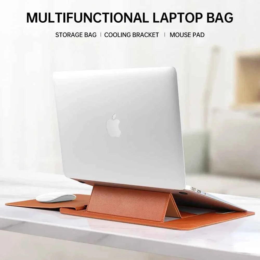 PU Leather Multi-functional Laptop Sleeve Bag Notebook Case for Macbook Air Pro 11 13 14 15 16 Pro Cover Accessories