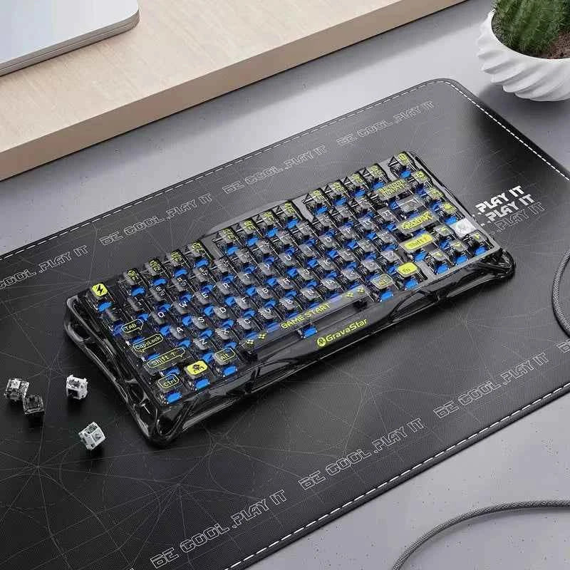 Gravastar K1 Bluetooth Wireless Mechanical Keyboard Aluminium Alloy Tri-Mode RGB E-sports Gaming Keyboard Custom PC Accessories