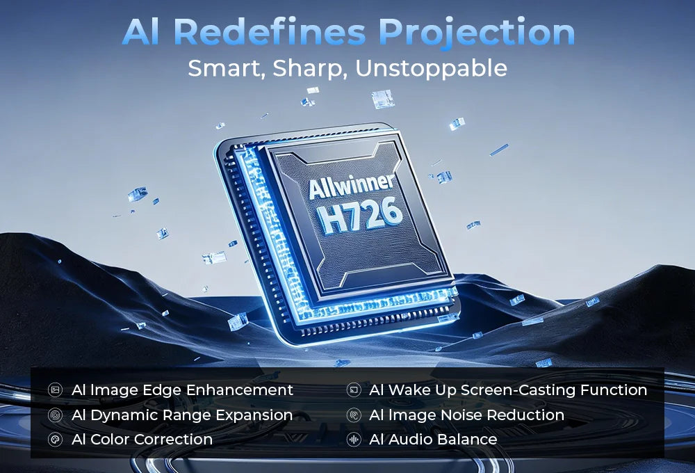 Lyncast 8K Support HD 1080P Auto Focus 2000ANSI Projector 5W Speaker Android 14 WiFi6 BT5.4 Outdoor Home Theater Projectors X7