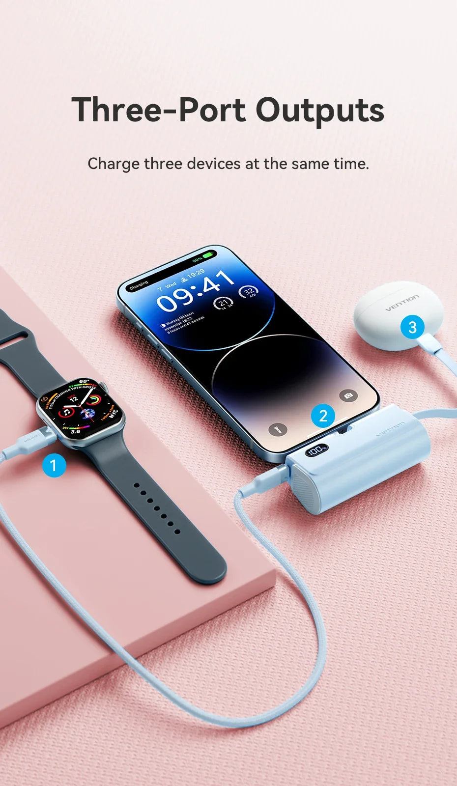 Vention Power Bank 4800mAh PD 22.5W Fast Charging Mini Portable PowerBank for iPhone 15 14 13Pro Max Xiaomi Huawei Phone Charger