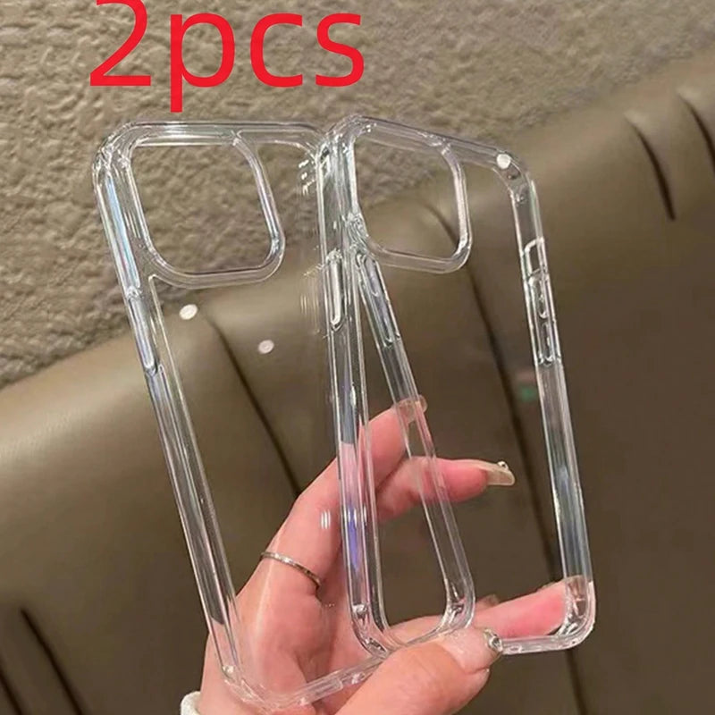2PCS High Quality Acrylic Transparent Smooth Glossy Phone Case For iPhone 17 16 Pro Max 15 14 13 12 11 XS X XR 7 8 Plus 16 Cover