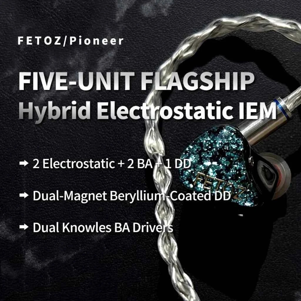 FETOZ 1DD+2BA+2EST Electrostatic Headphones Hybrid 2Pin0.78mm Audiophile In-ear Earphone 3.5mm/4.4mm/typec HiFi Wired Headphones