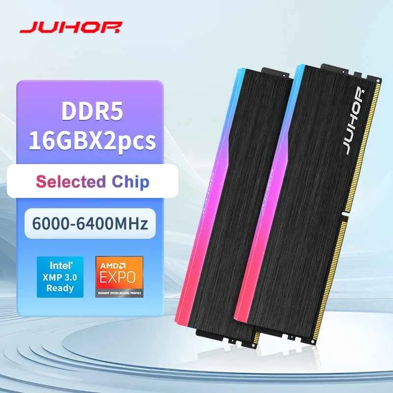 JUHOR Memory Ram DDR5 RGB 16GB 6000MHz 6400MHz Desktop PC5 Computer High Performance Dimm Memory