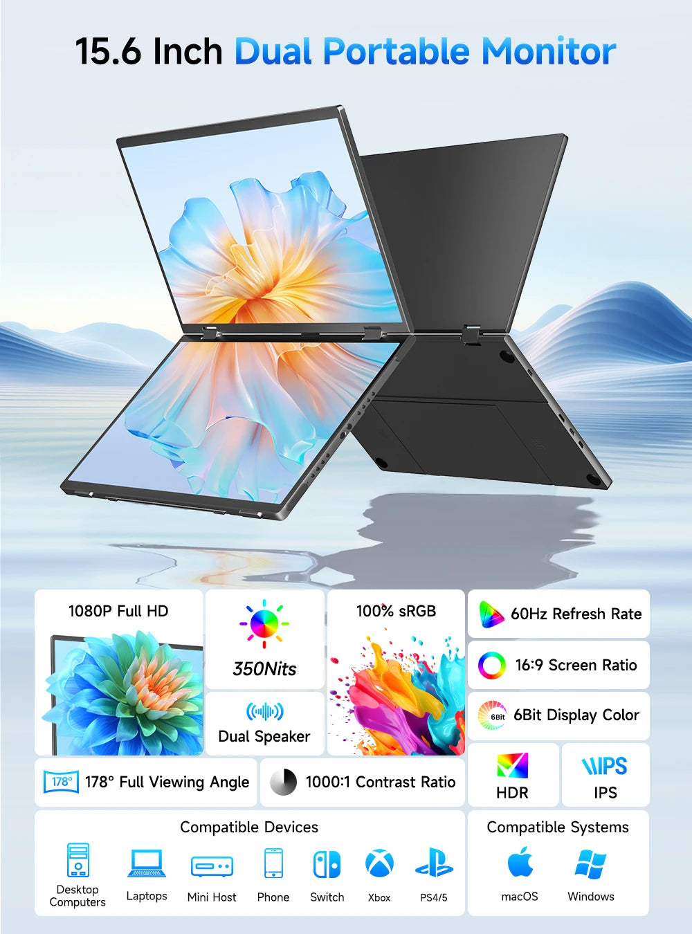 Triple Laptop Screen Extender 15.6