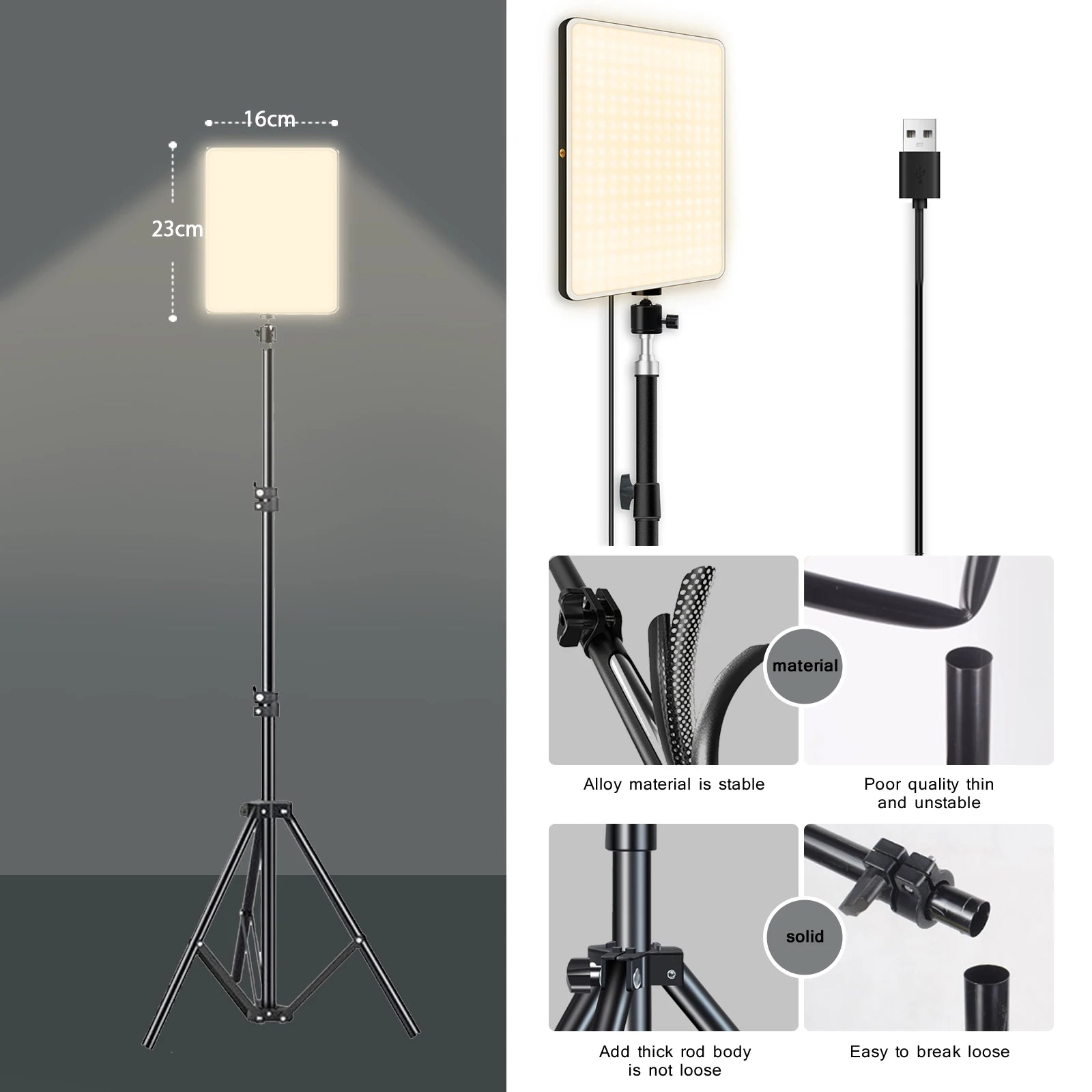 LED Video Conference Lighting with Tripod Bi-Color Selfie Light for Photo Studio Live Streaming TikTok Zoom Eye-catching Photo Studio Lamp