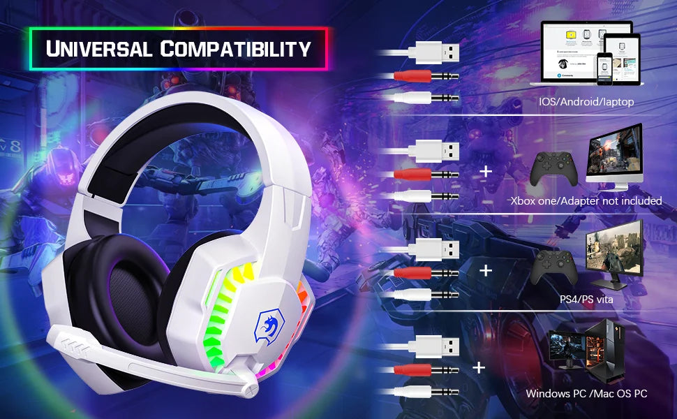 MAMBASNAKE T11 5-IN-1 Wired Rainbow LED Backlit Keyboard and Mouse, Over Ear Headphone with Mic, Gaming Mice and Pad, Speaker