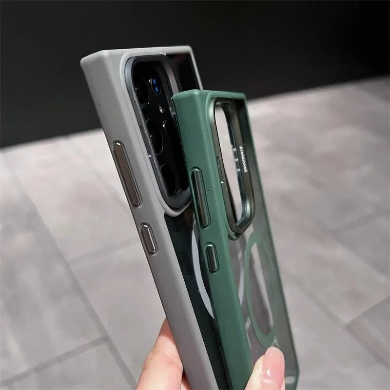 For Magsafe Hidden Holder Clear Case For Samsung Galaxy S26 S25 S24 Ultra Plus S23 FE Shockproof Magnetic Wirelesss Charge Cover