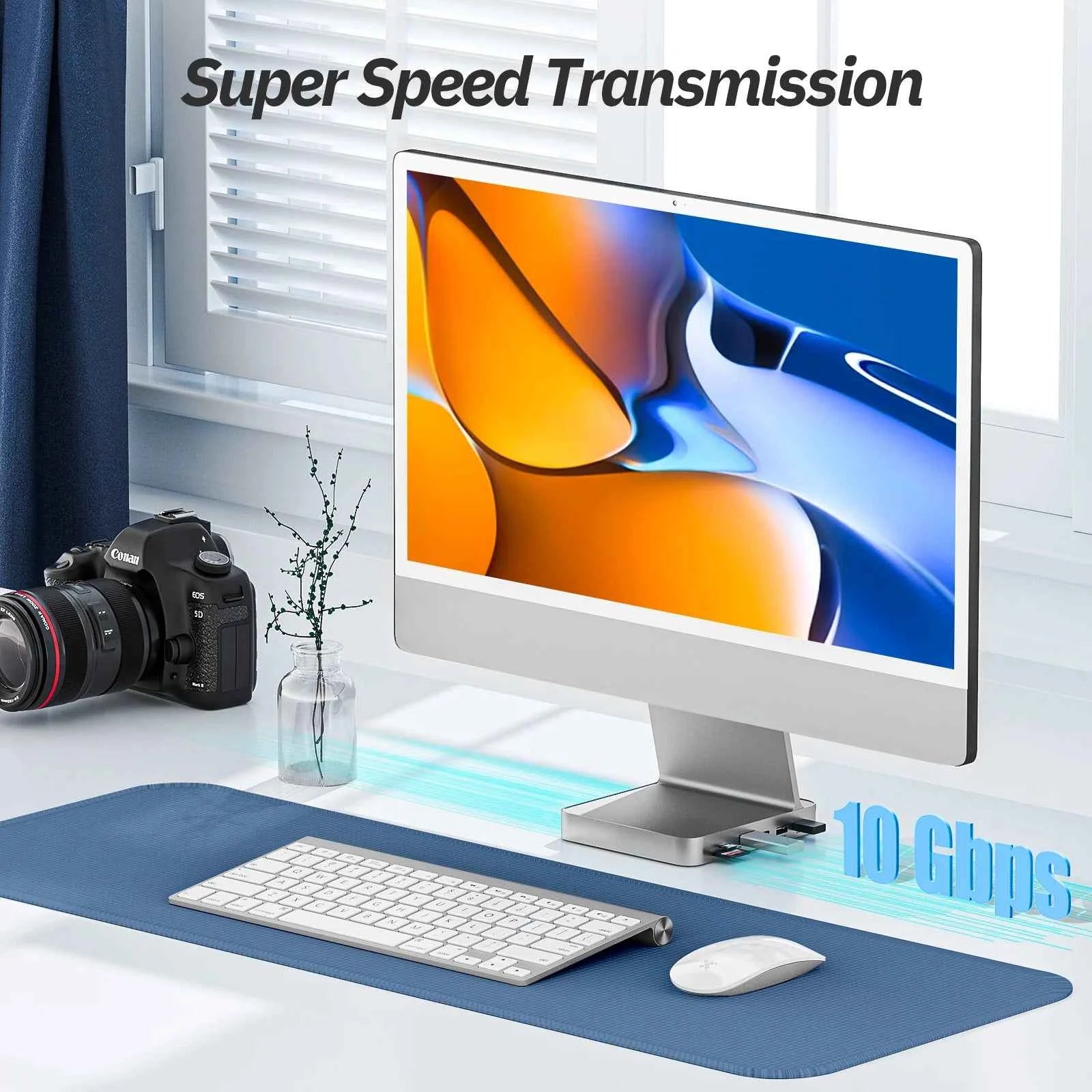Minisopuru USB C Hub for iMac 24inch 2021/2023/2024 Support M.2 NVMe SSD iMac Accessories with USB C A 10Gbps SD TF iMac USB Hub