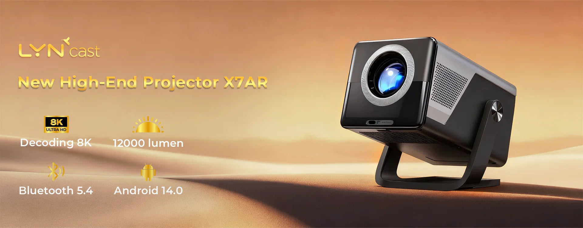 8K Decoding X7 AI Smart Projector with Android 14, UHD 1080P 1000 ANSI Built-in Apps, Auto Focus&Keystone, Home Outdoor Beamer