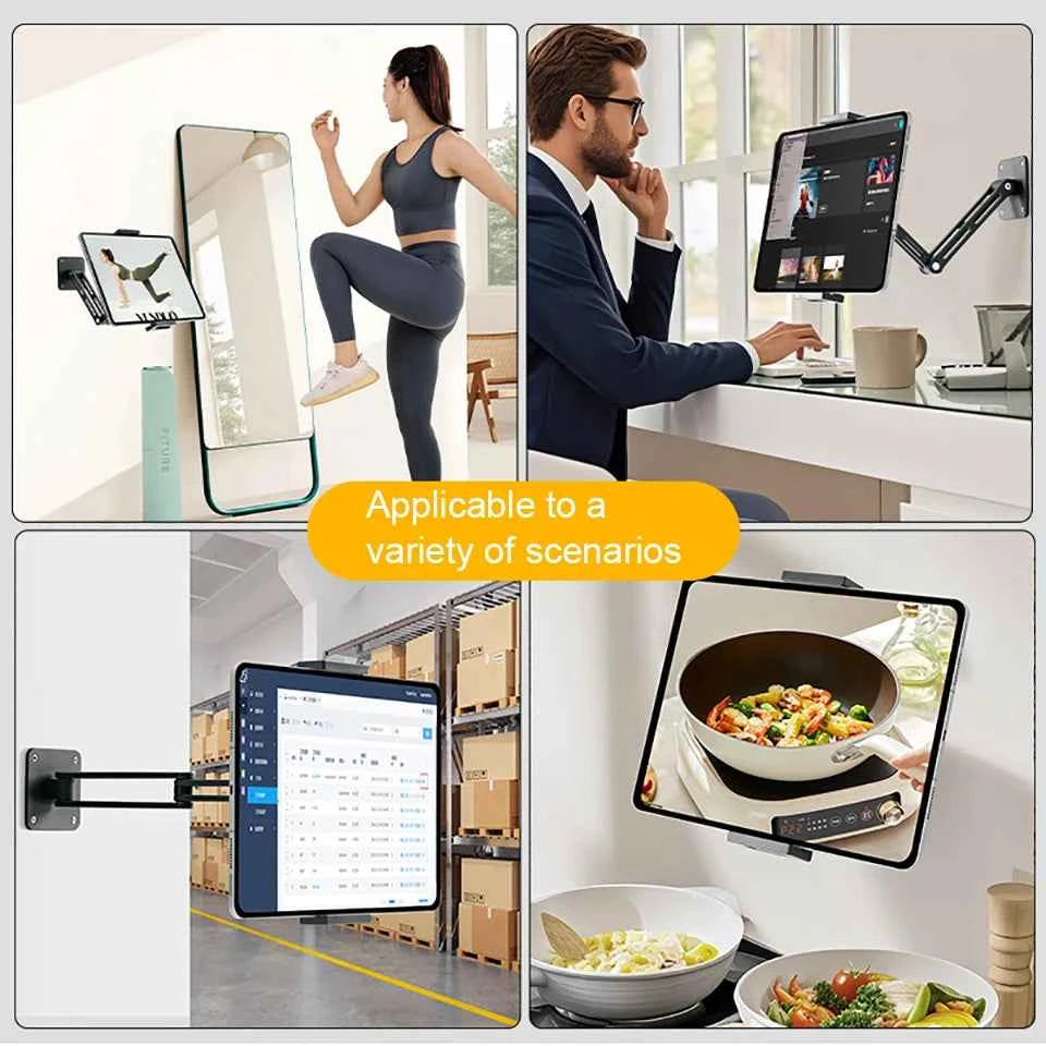 Adjustable Tablet Wall Mount Phone Stand Long Arm 360 Degree Rotatable Cantilever Desk Bed Holder for 4.7-12.9 inch Support iPad