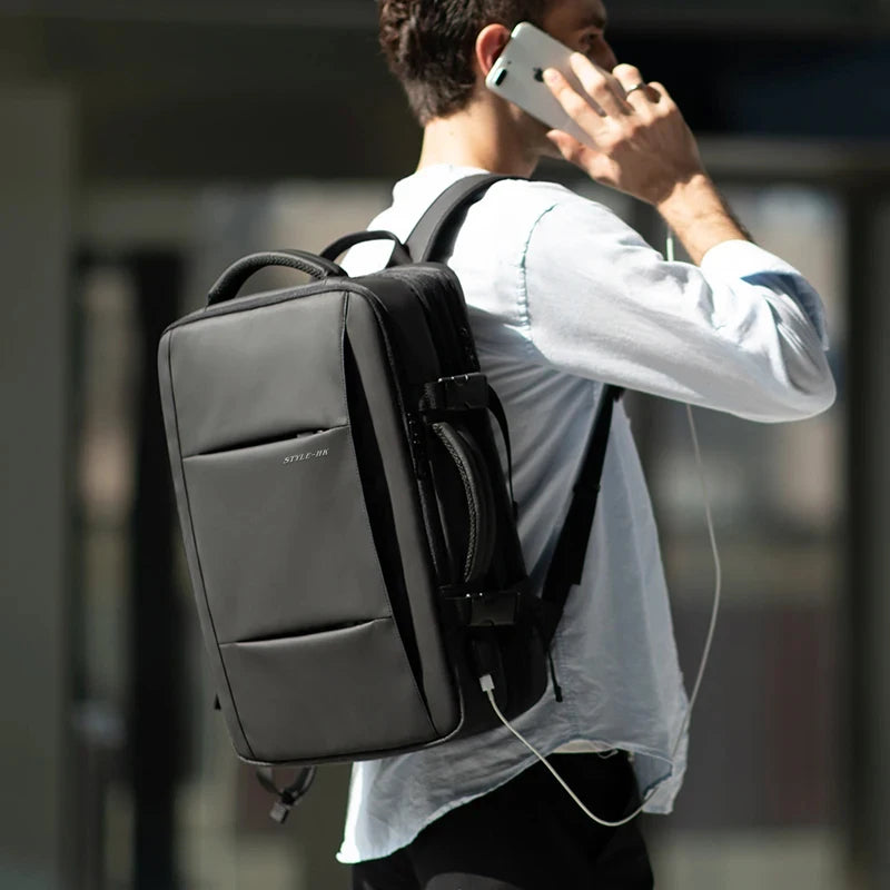 Heroic Knight Travel Laptop Backpack 15.6 Inch – Expandable Waterproof Business Backpack for Men, USB Charging Port, Large Capacity School & Work Bag
