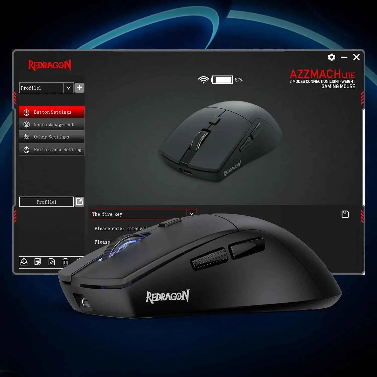 Redragon M618 LIT Wireless Gaming Mouse, 10000 DPI Optical Ergonomic Mouse with 6 Programmable Buttons