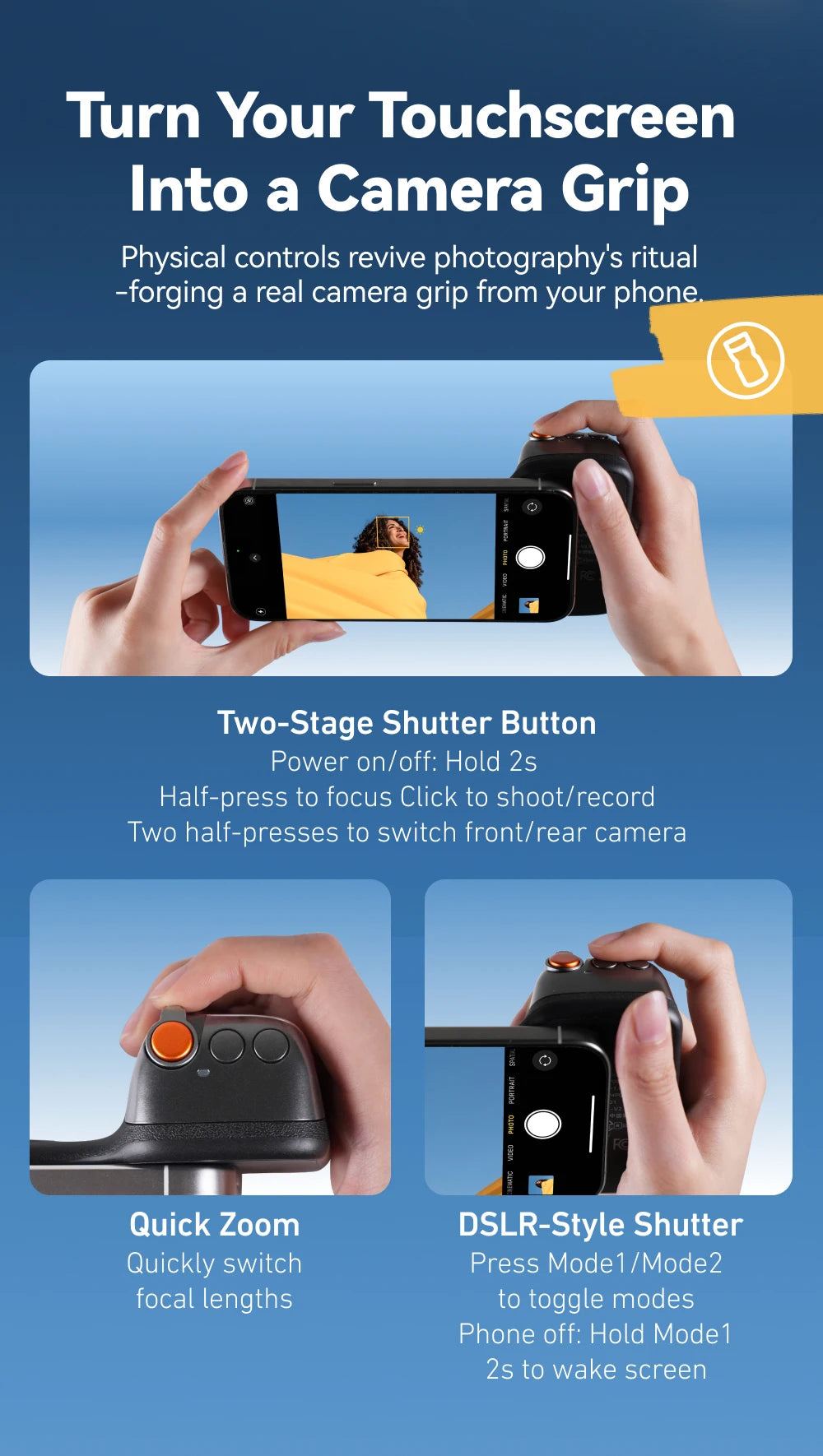 TELESIN Magnetic Phone Camera Shutter Grip and Fill Light Set Shooting Aid Remote Control Handle for Iphone HUAWEI SAMSUNG Phone