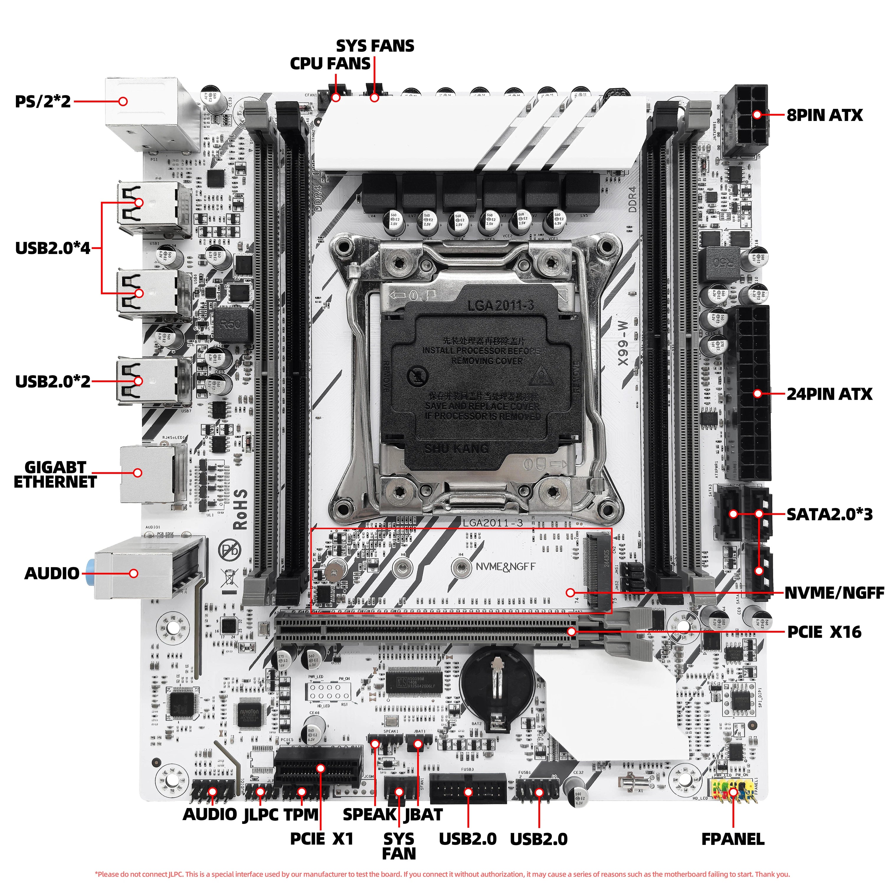 ZSUS X99-W Motherboard Set Kit With LGA2011-3 Xeon E5 2680V4 CPU DDR4 16GB (1*16GB) 2133MHZ RAM Memory NVME M.2 SATA - WinSupport Tech
