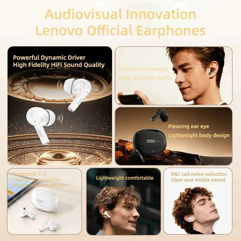 Lenovo LE257 Wireless Bluetooth 6.0 Earphones HiFi Sound ENC Call Noise Reduction TWS Headphones Gaming Sports Headset with Mic