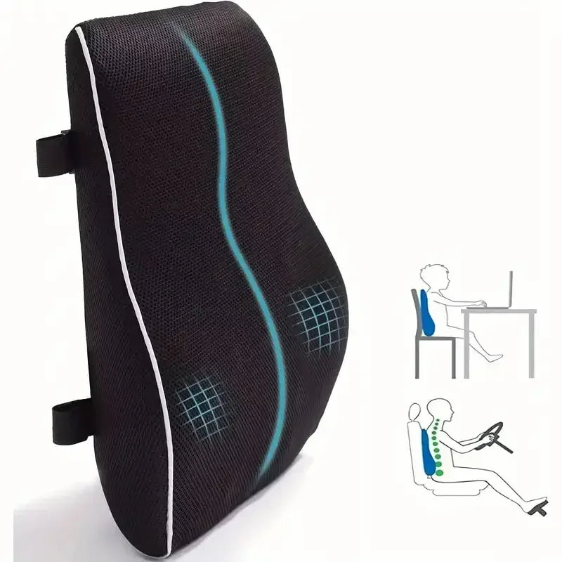1pc Lumbar Support Pillow for Lower Back,Posture,Memory Foam Cushion with Adjustable Spinal, Breathable Mesh Cover