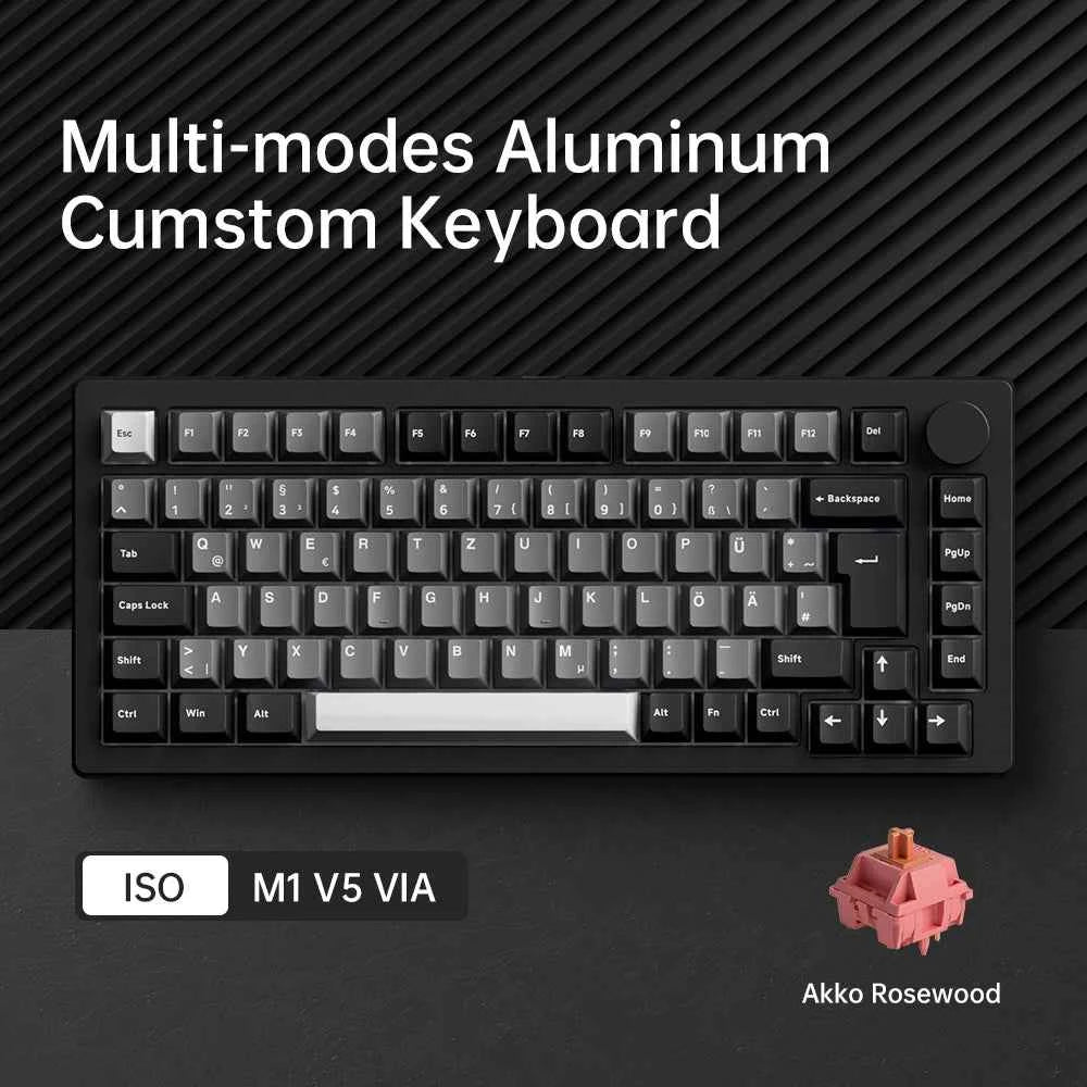 Akko MonsGeek M1 V5 Three-mode Mechanical Keyboard/Barebone Kit VIA 75% 3/5 Pin Customized Hot Swap RGB Rapid Disassemble Gasket