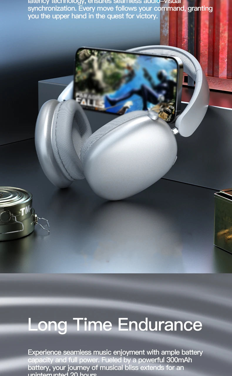 Wireless Bluetooth Headphones Over-Ear, Hi-Res Audio, Sport Headphone, Foldable Stereo, Travel Headphones, Silver