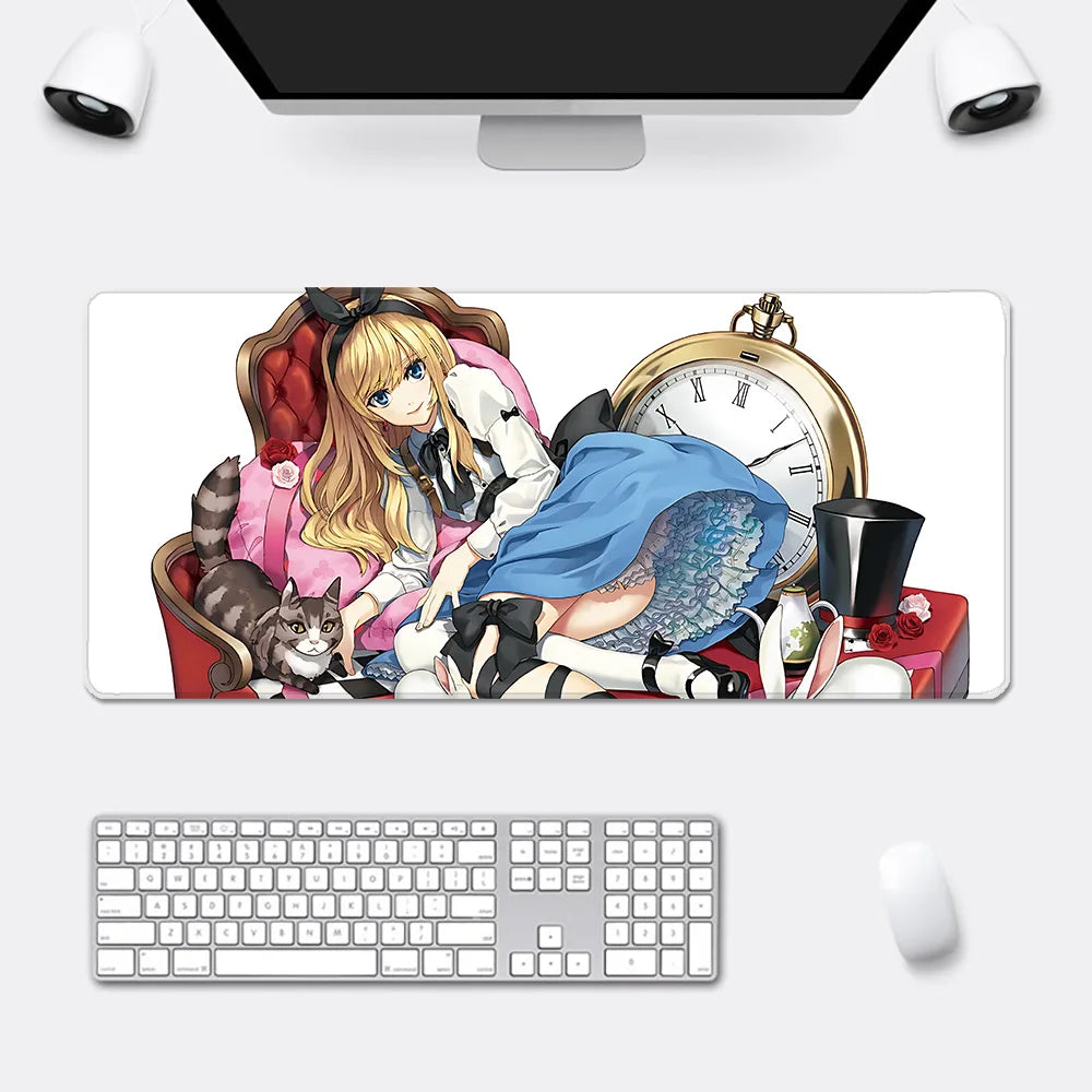 Cartoon Alice in Wonderland Mousepad HD Printing Computer Gamers Locking Edge Non-slip Mouse Pad XXL90x40cm Keyboard PC Desk Pad