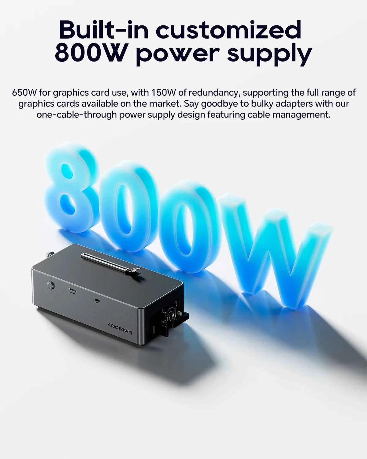 AOOSTAR AG02 EGPU Dock with OCulink USB4 Port，Built-in Huntkey 800W Power Supply, Supports TGX interface hot-swap