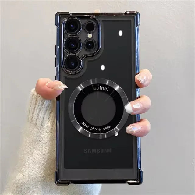 For Magsafe Plating Phone Cases For Samsung Galaxy S26 S25 S24 S23 S22 Ultra S21 Plus FE Note 20 Shockproof Clear Magnetic Cover