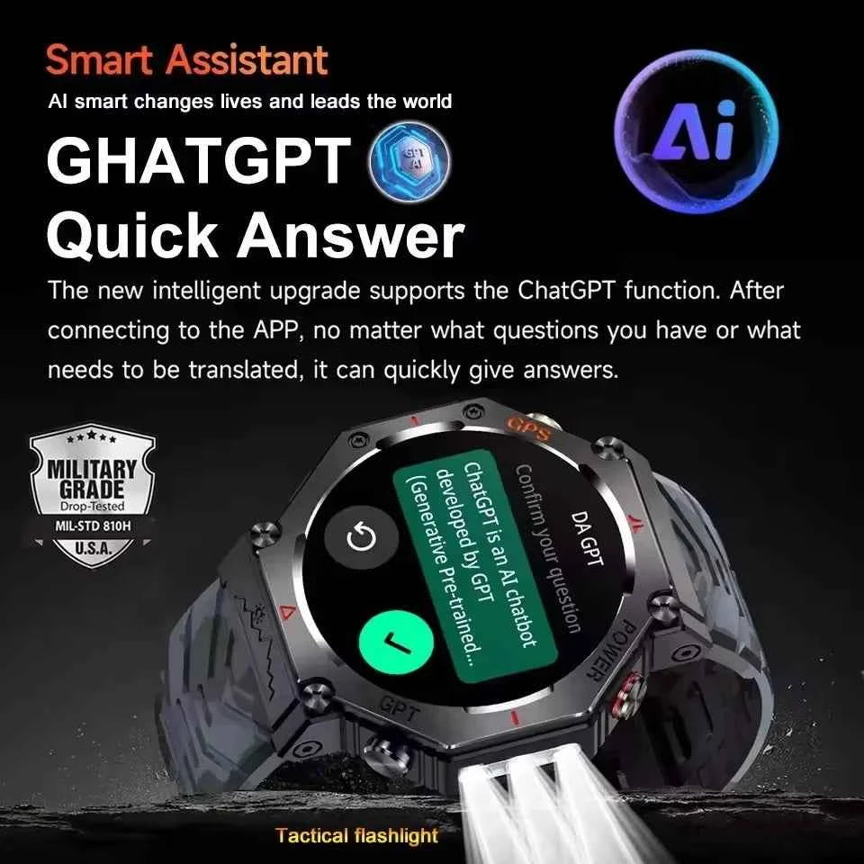 T-Rex 3 Ultra Military Grade GPS Smart Watch 10ATM Waterproof Compass Altimeter Barometric AMOLED Men HD Call Sports Smartwatch