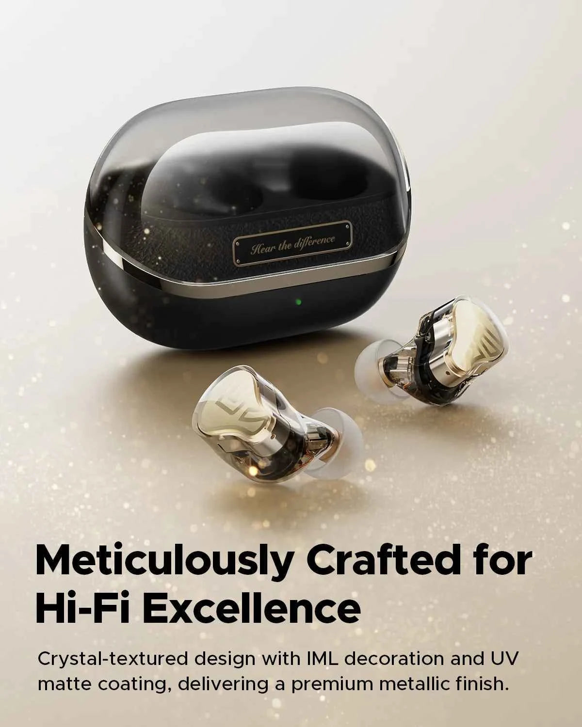 SoundPEATS H3 Wireless Bluetooth Earbuds Hybrid 3 Driver HiFi 55dB Adaptive ANC Headphones with LDAC aptX Lossless Hi-Res Audio