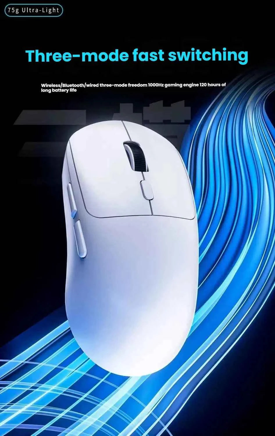 New M348 Wireless Bluetooth Lightweight Esports Game Mouse 6400DPI Mobile Battery Long Battery Life 2.4GHz Wireless Receiver