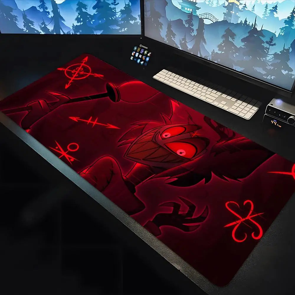 Hazbin Hotels Alastor Mouse Pad large keyboard mouse desk pad non-slip water proof rubber gaming mouse pad laptop carpet 600x300