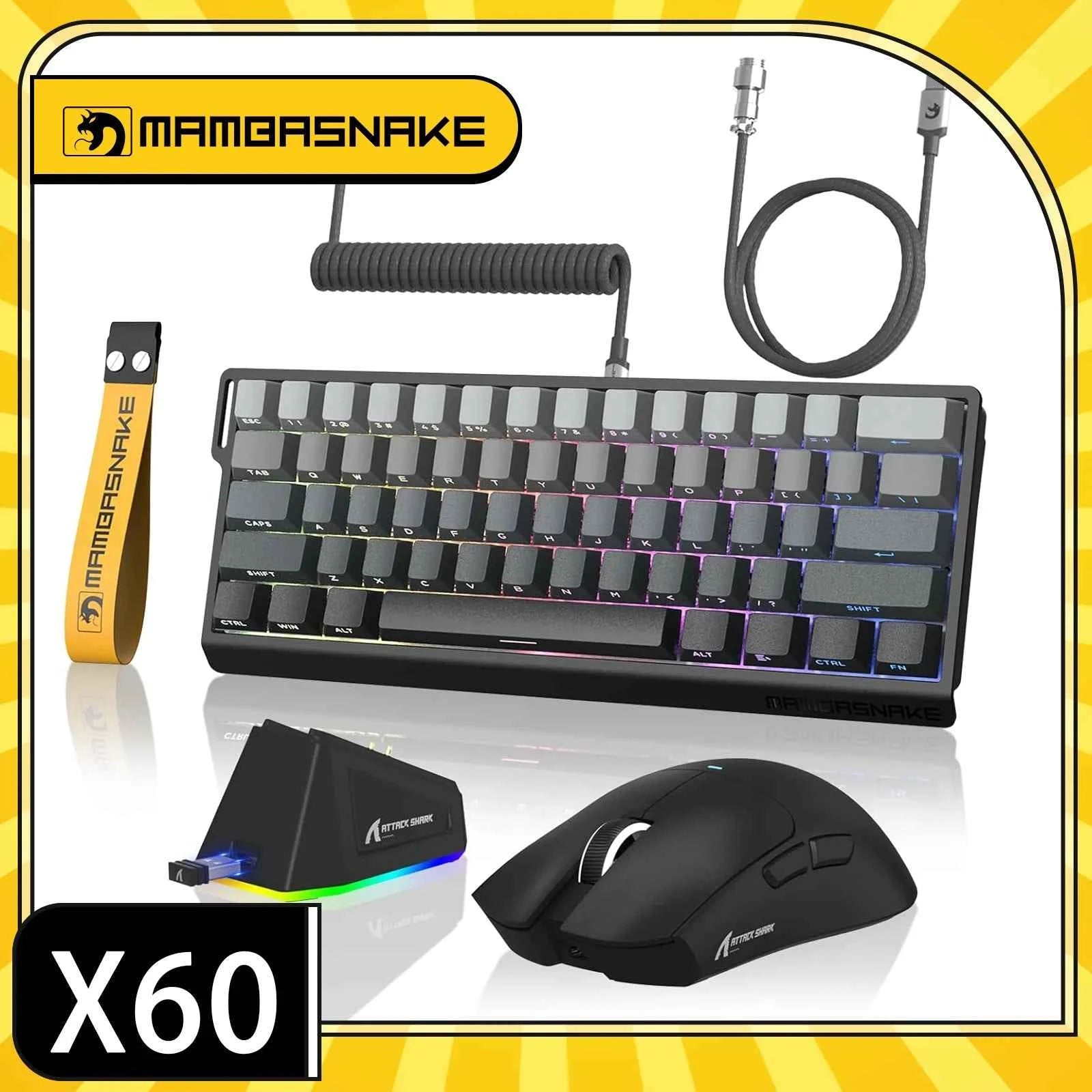 MAMBASNAKE x ATTACK SHARK X11&X60HE Mechanical Wireless Gaming Combo,Rapid Trigger Magnetic Switches 8K Keyboard