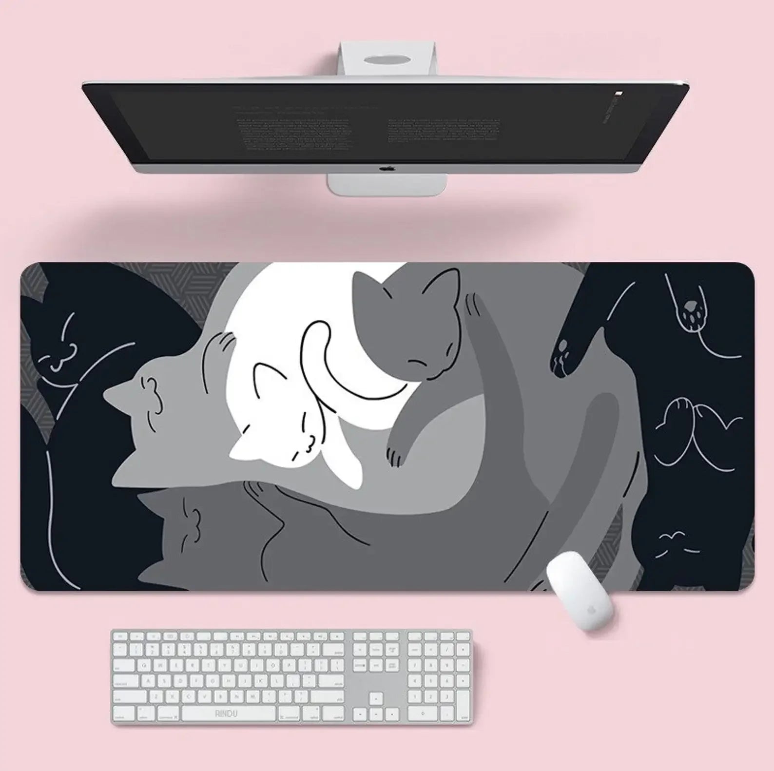 Large Mouse Pad XXL Cute Blue Cat Desk Mat 900x400 Kawaii Computer Desk Accessories Mouse Mat Big Mousepad Gamer Rubber Pads