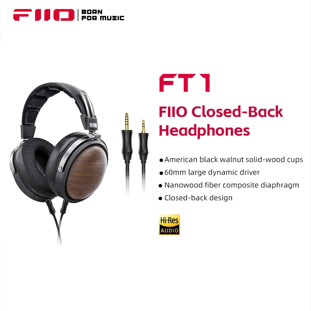 FiiO FT1-New version Closed-Back Over-Ear headphones, Fiber Composite Diaphragm - WinSupport Tech