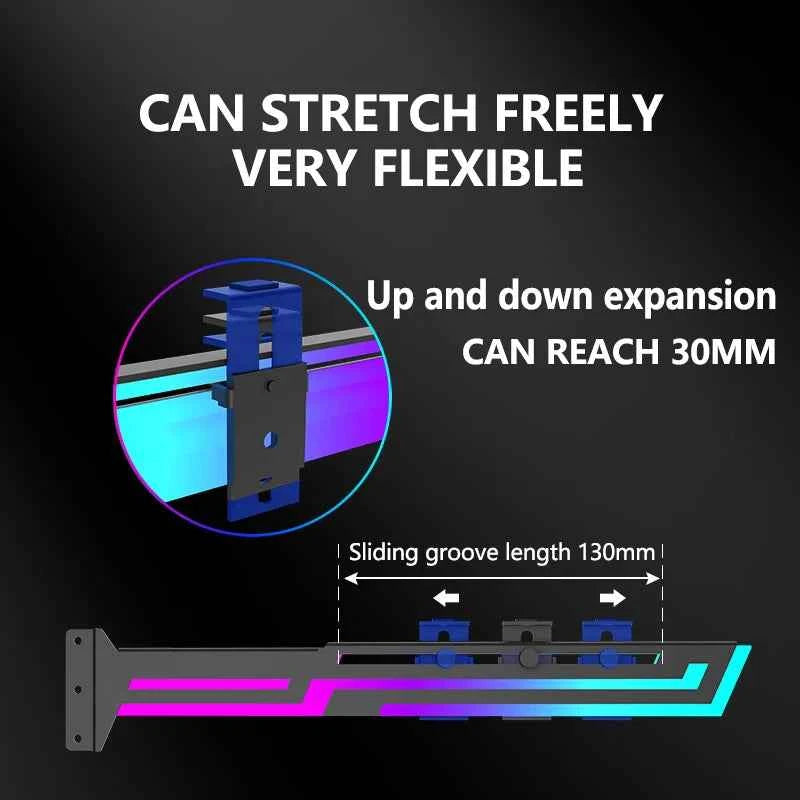 Power train ARGB Graphics Card GPU Holder Adjustable Height Horizontal GPU Bracket  AURA SYNC GPU Video Card Holder
