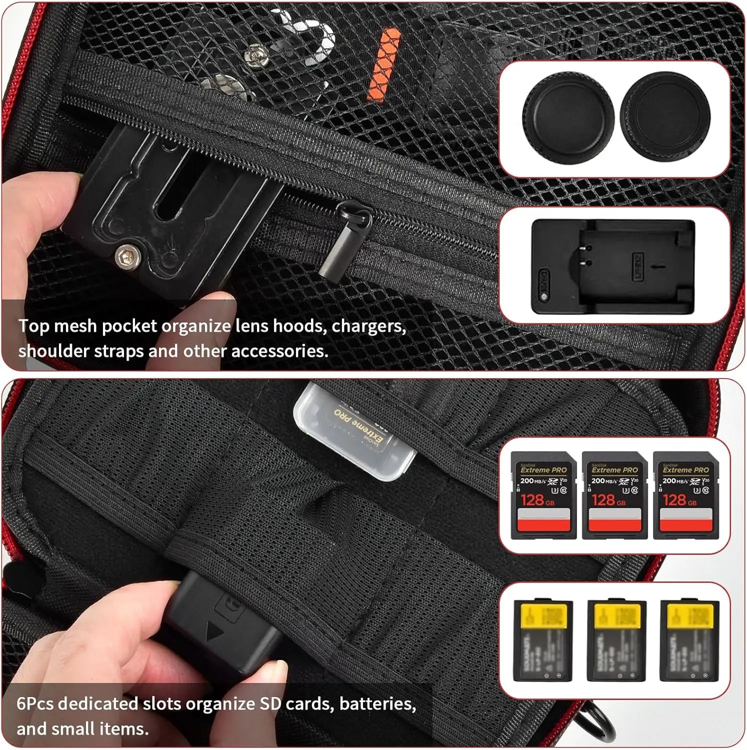 Hard Camera Case for Sony ZV-E10 A6400 A6000 A6100 A6600 A6500 (Medium,Kit Lens Only),Protective Bag with Shoulder Strap & Divid