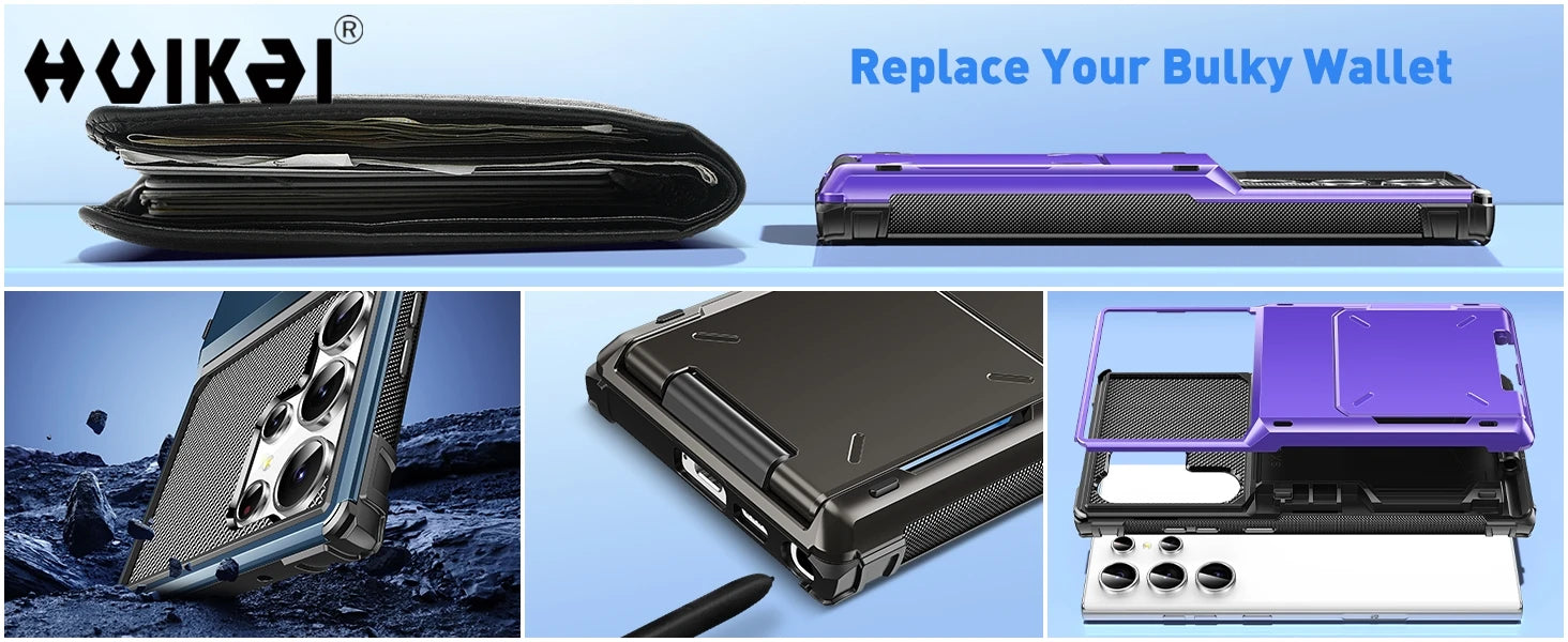 For Samsung Galaxy S26 Ultra S25 S24 S23 S25 FE A17 A56 A37 Card Holder Case Heavy Duty Wallet Hidden Flip Slot Protective Cover