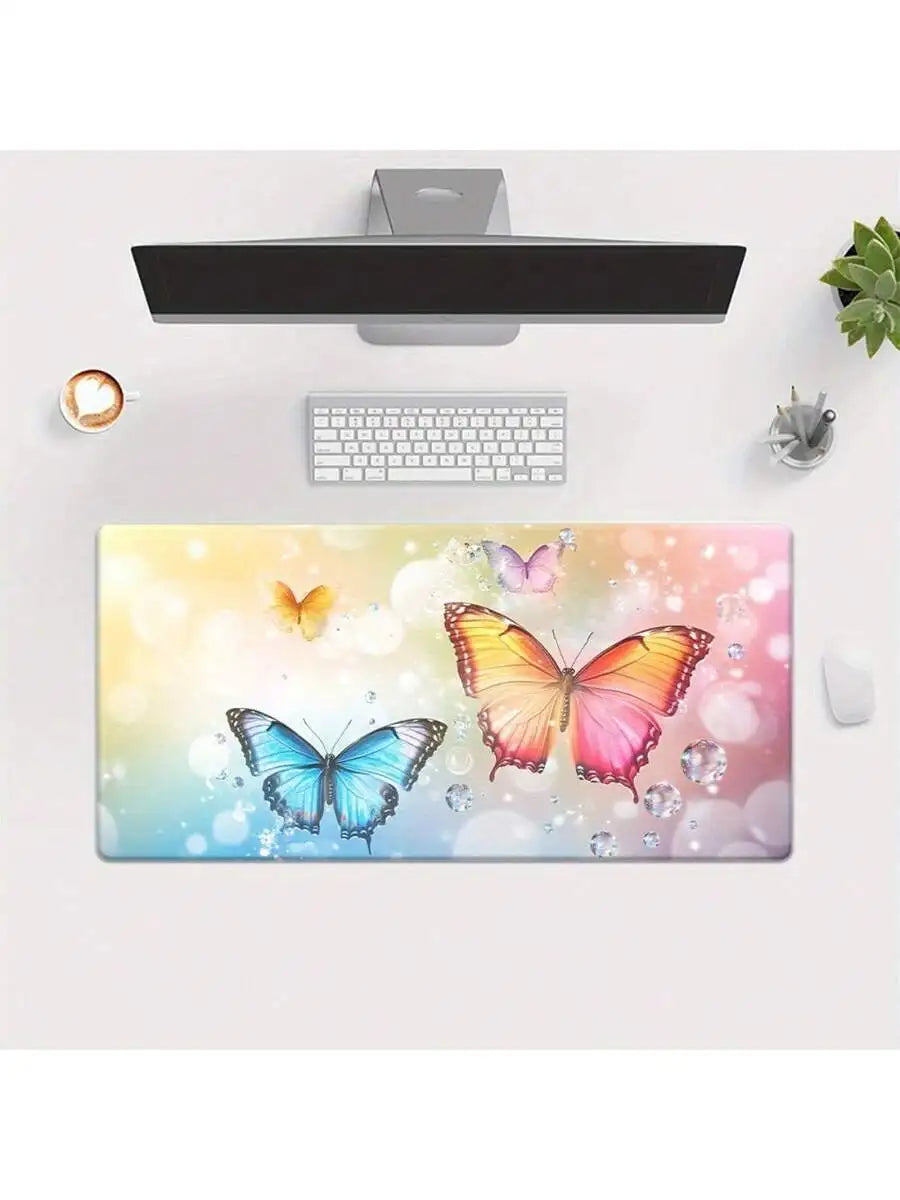Vibrant Butterfly HD Printed Mousepad Soft Rubber Desk Mat For Gaming Office