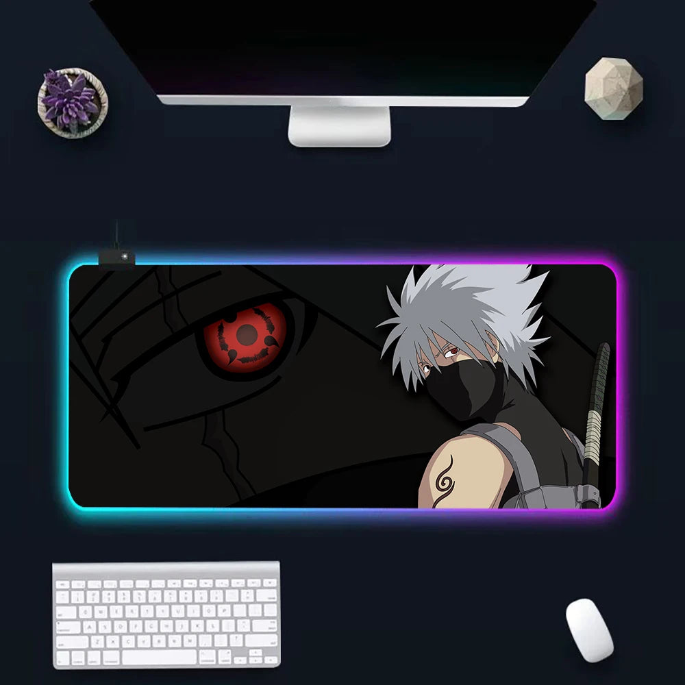 Anime N-narutos RGB Pc Gamer Keyboard Mouse Pad Mousepad LED Glowing Mouse Mats Rubber Gaming Computer Mausepad - WinSupport Tech