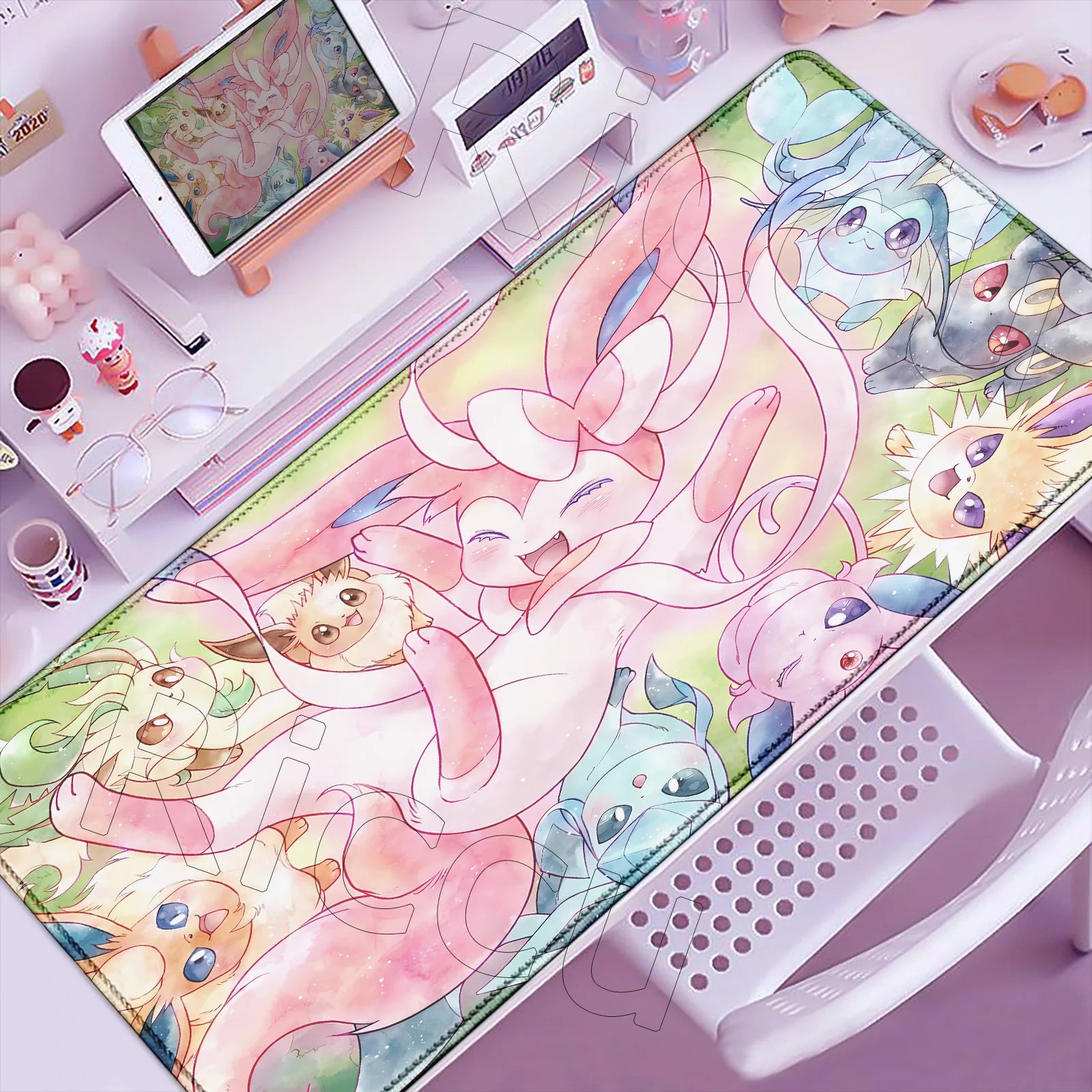 P-Pokemons Sylveon Eevee Mousepad Mouse Pad Large Gamer XXL Pc Keyboard Desk Mouse Mat Carpet Rubber Tapis Souris Gaming Notbook